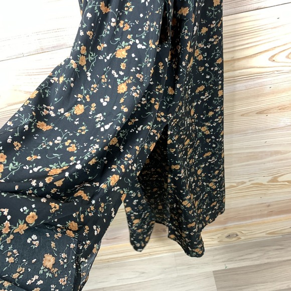 Dark Cottage Dress Womens Medium Maxi Black Floral Long Boho Whimsigoth - Picture 7 of 9